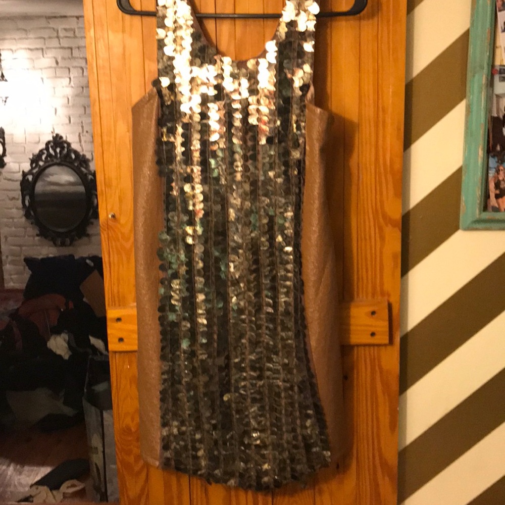 Sequin leather dress